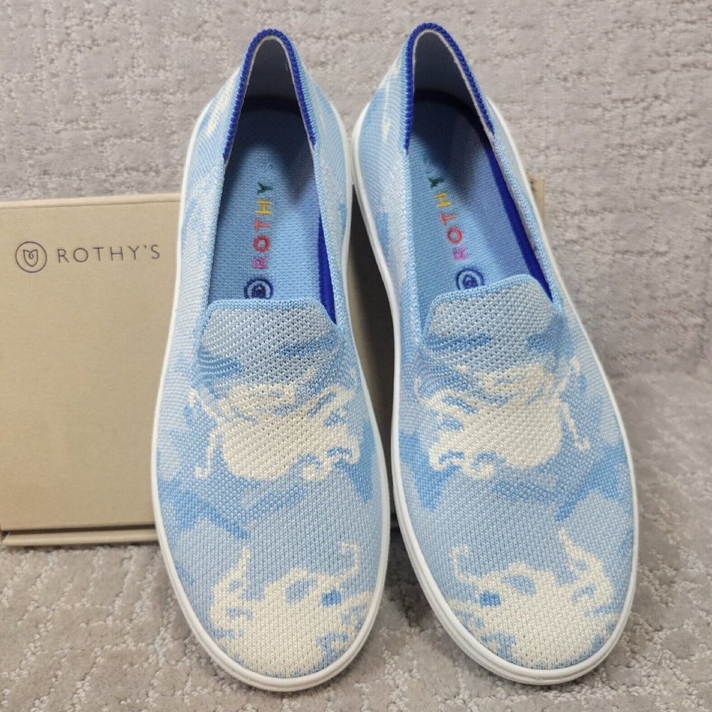 Rothy's Kids Light Blue Dress Shoes with White Accents